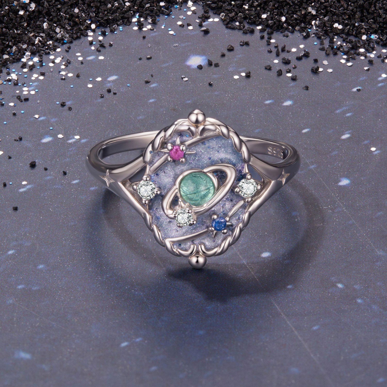 Sterling silver pendant 1.5x1.2 cm with enamel and CZs, green gemstone centerpiece on Tampa Home & Garden Store