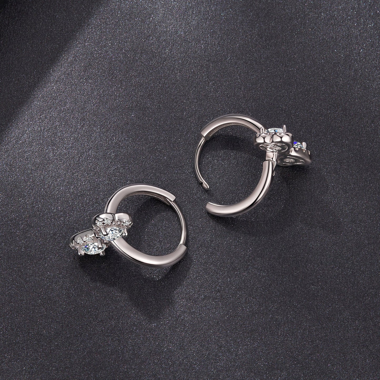Hoop earrings pair 925 Sterling Silver Moissanite 0.20ct white gold plated with clear stones on Tampa Home & Garden Store