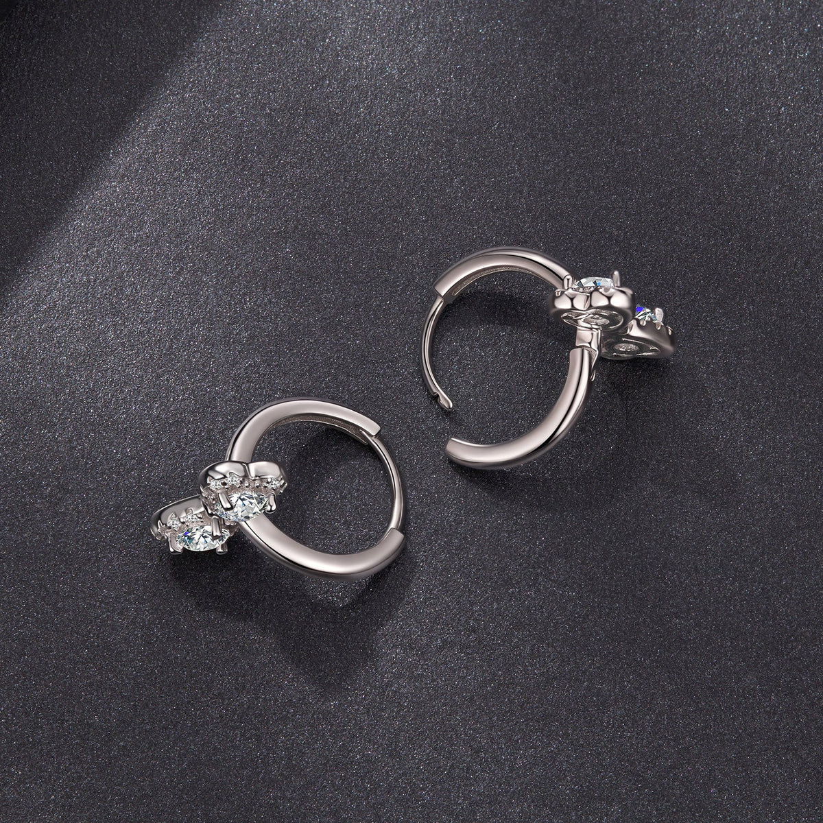 Hoop earrings pair 925 Sterling Silver Moissanite 0.20ct white gold plated with clear stones on Tampa Home & Garden Store