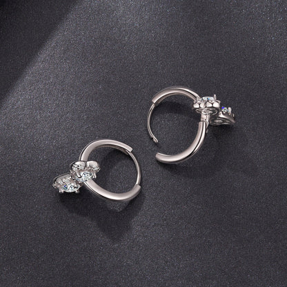 Hoop earrings pair 925 Sterling Silver Moissanite 0.20ct white gold plated with clear stones on Tampa Home & Garden Store