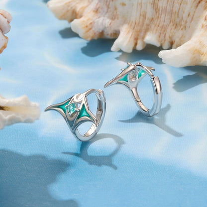 Earrings 925 Sterling Silver turquoise enamel transparent glass 1.3x1.5cm on Tampa Home & Garden Store