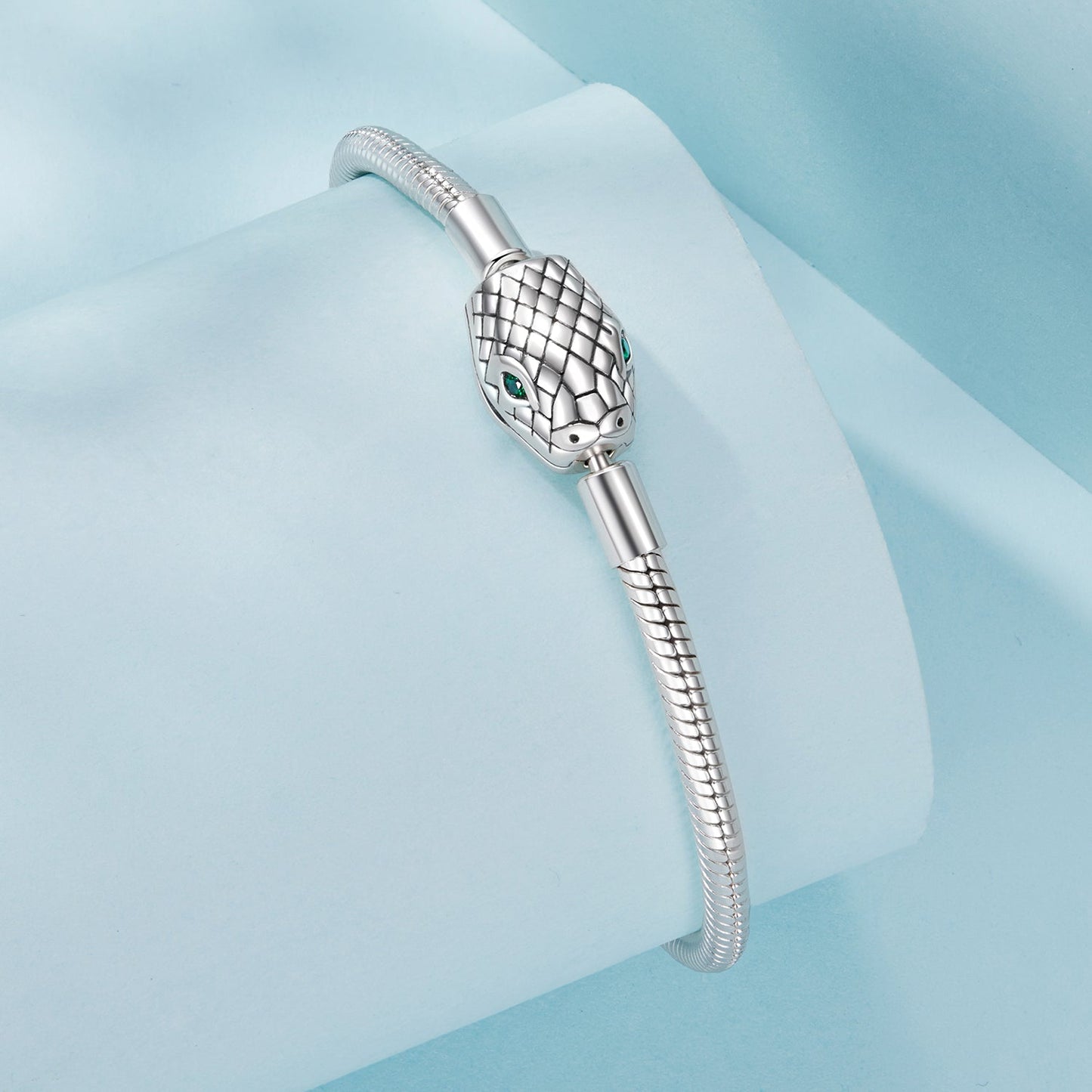 Bracelet 925 Sterling Silver with CZ, 17cm, for Women by Bids.com, snake-head charm design on Tampa Home & Garden Store