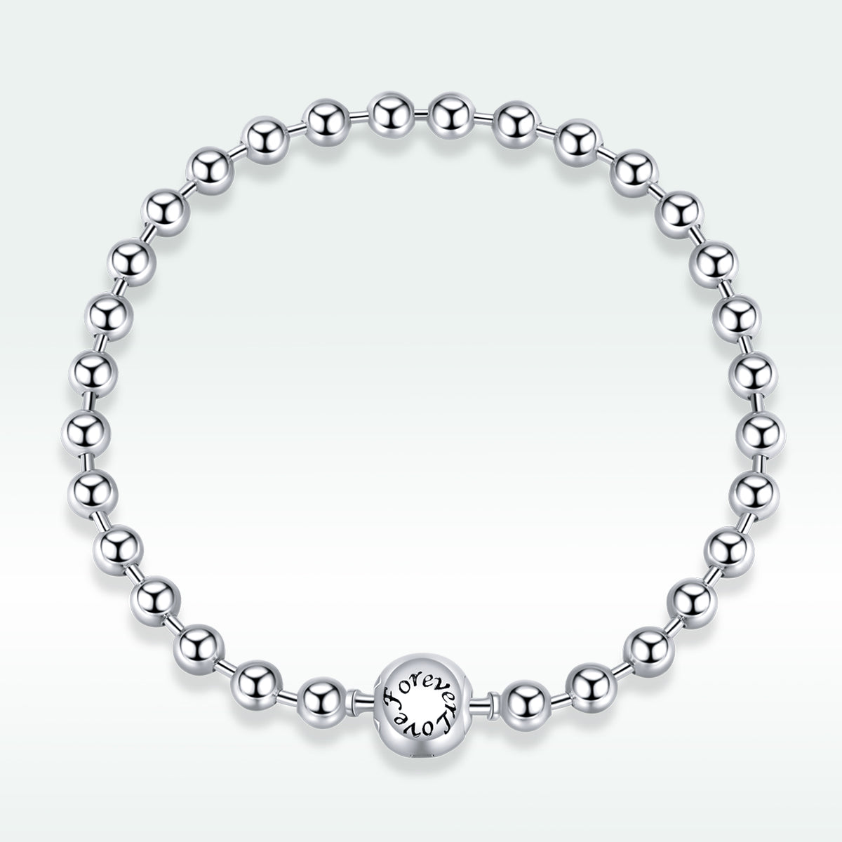 Bracelet 925 silver beaded 17cm, oxidized & platinum plated, engraved disc, Bids.com on Tampa Home & Garden Store