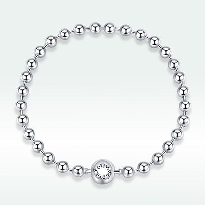 Bracelet 925 silver beaded 17cm, oxidized & platinum plated, engraved disc, Bids.com on Tampa Home & Garden Store