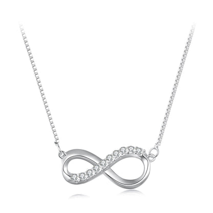 925 Sterling Silver Moissanite infinity necklace, 1.5mm stones, 400+50mm chain, Bids.com on Tampa Home & Garden Store