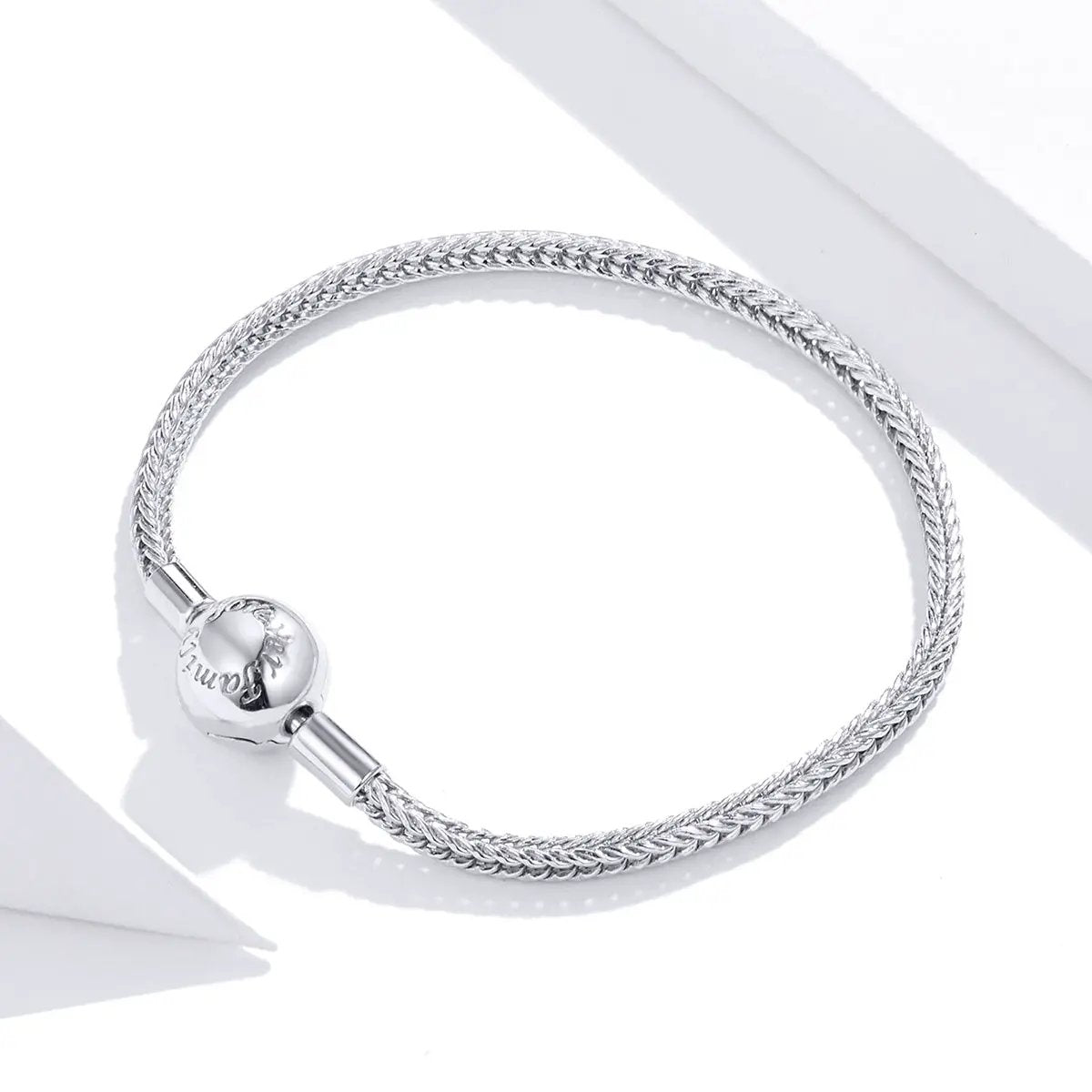 Men's braided sterling silver bracelet with round ball clasp, 17cm on Tampa Home & Garden Store