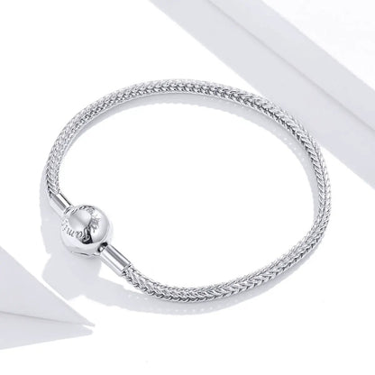 Men's braided sterling silver bracelet with round ball clasp, 17cm on Tampa Home & Garden Store