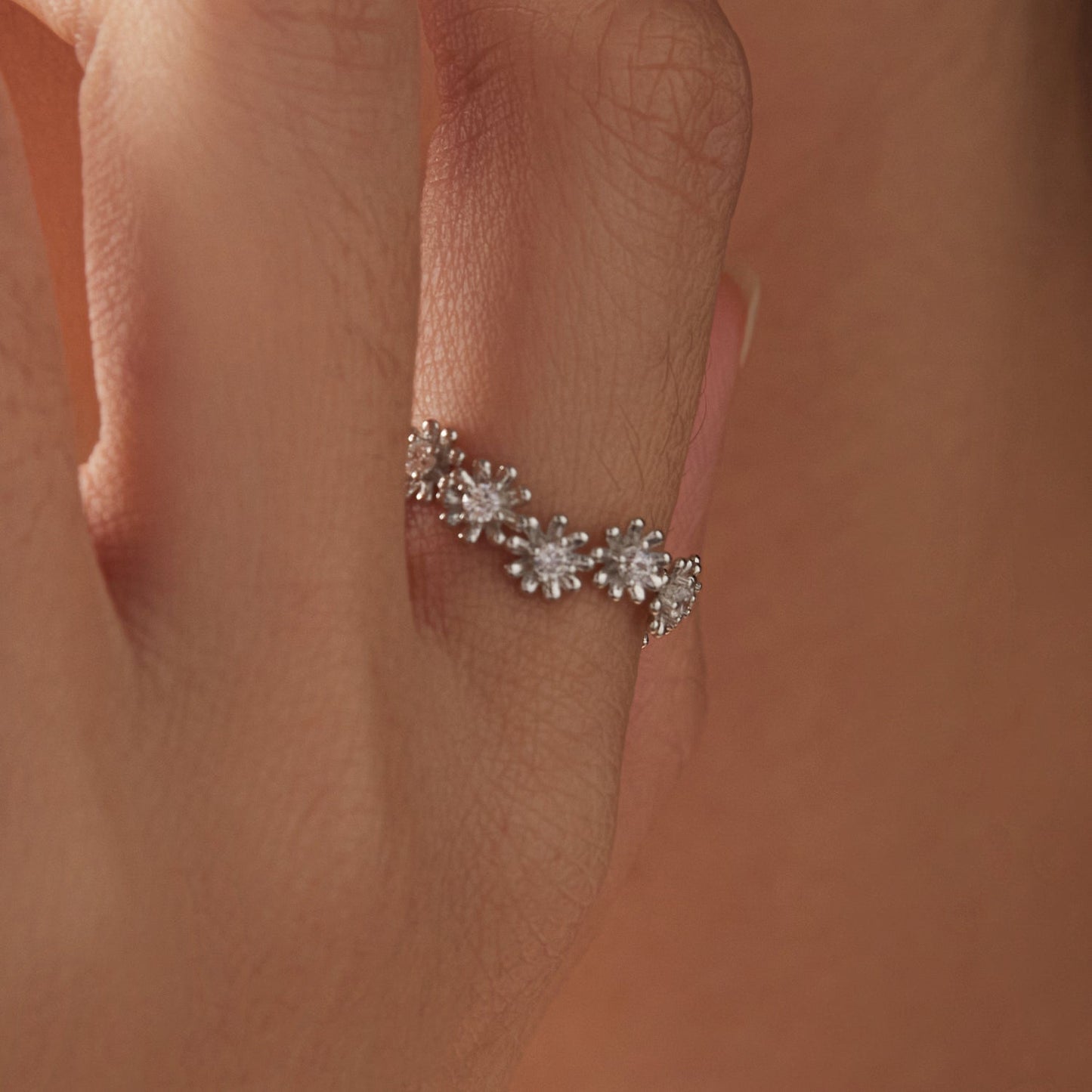 925 Sterling Silver Moissanite Ring size 7 with flower cluster band Bids.com on Tampa Home & Garden Store