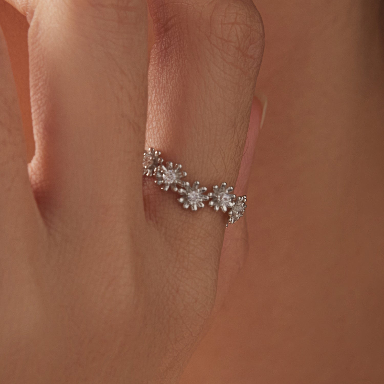 925 Sterling Silver Moissanite Ring size 7 with flower cluster band Bids.com on Tampa Home & Garden Store