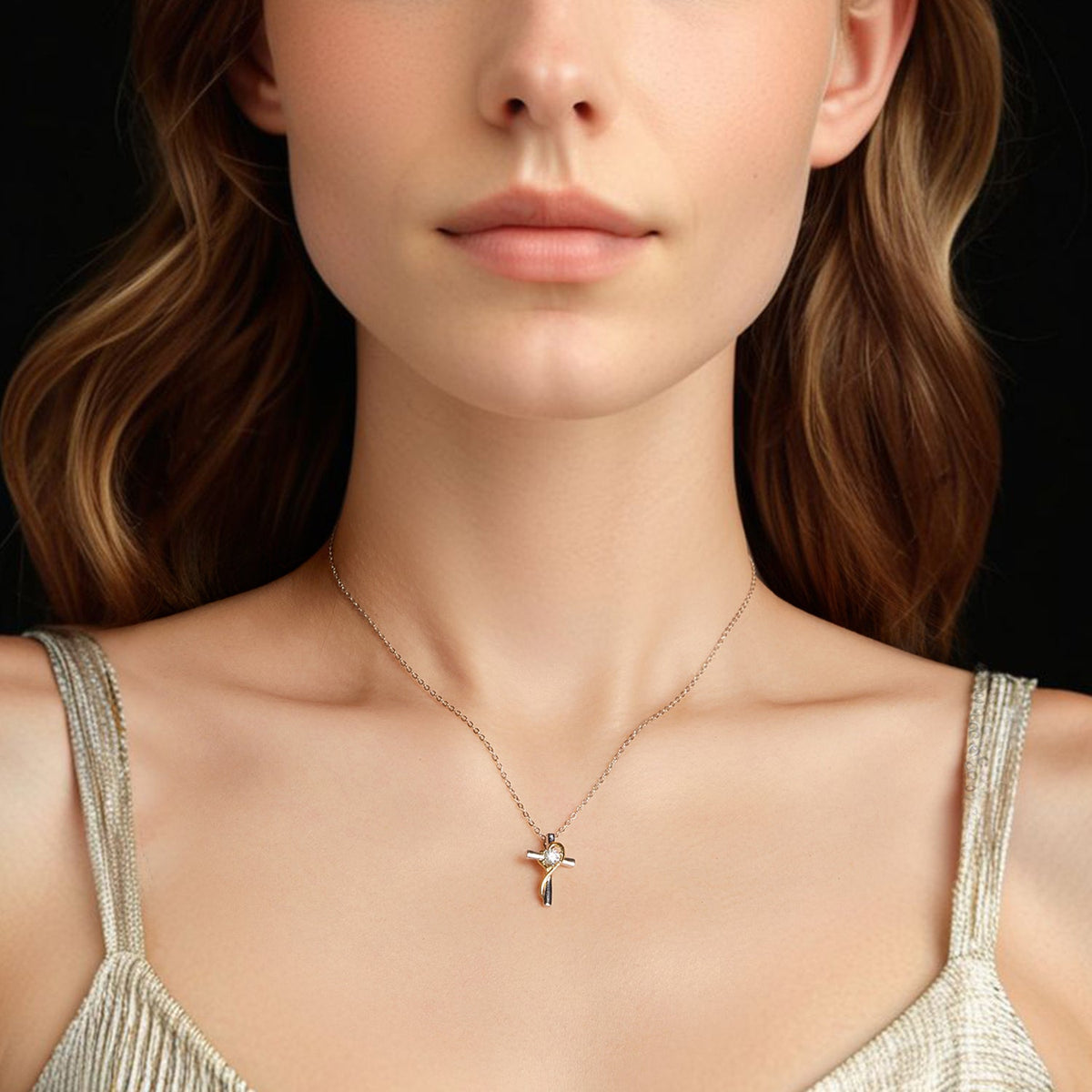 Necklace 925 Sterling Silver Moissanite Cross Pendant for Women on a delicate chain by Bids.com on Tampa Home & Garden Store