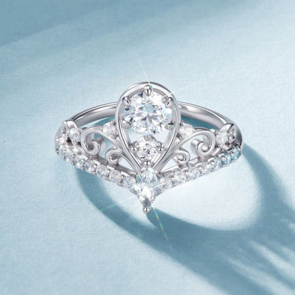 Moissanite ring in 925 sterling silver with ornate scrollwork and center stone, size 6 for women on Tampa Home & Garden Store