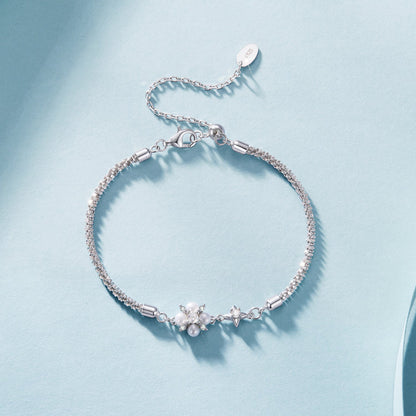 Bracelet 925 sterling silver adjustable moissanite and natural pearl, by Bids.com on Tampa Home & Garden Store
