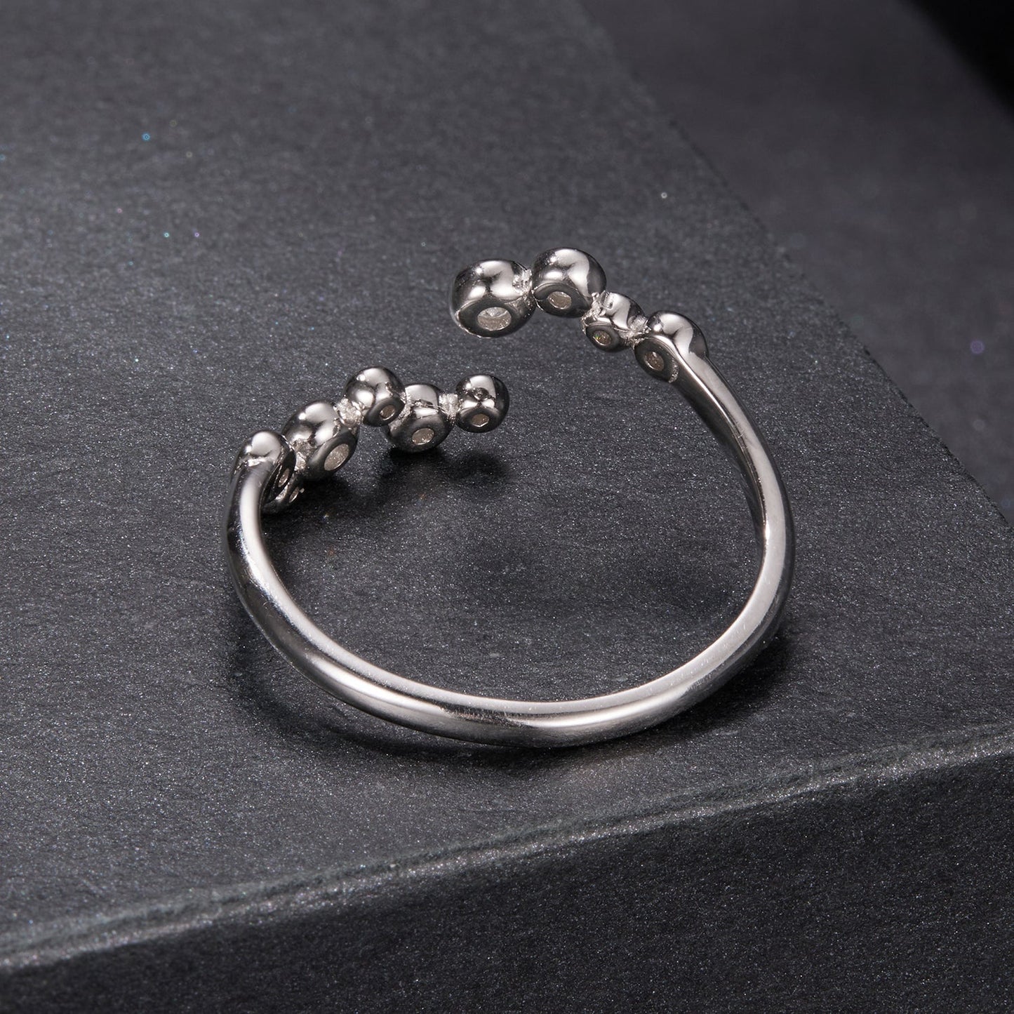 925 sterling silver 0.06ct moissanite ring for women size E with beaded open-band by Bids.com on Tampa Home & Garden Store