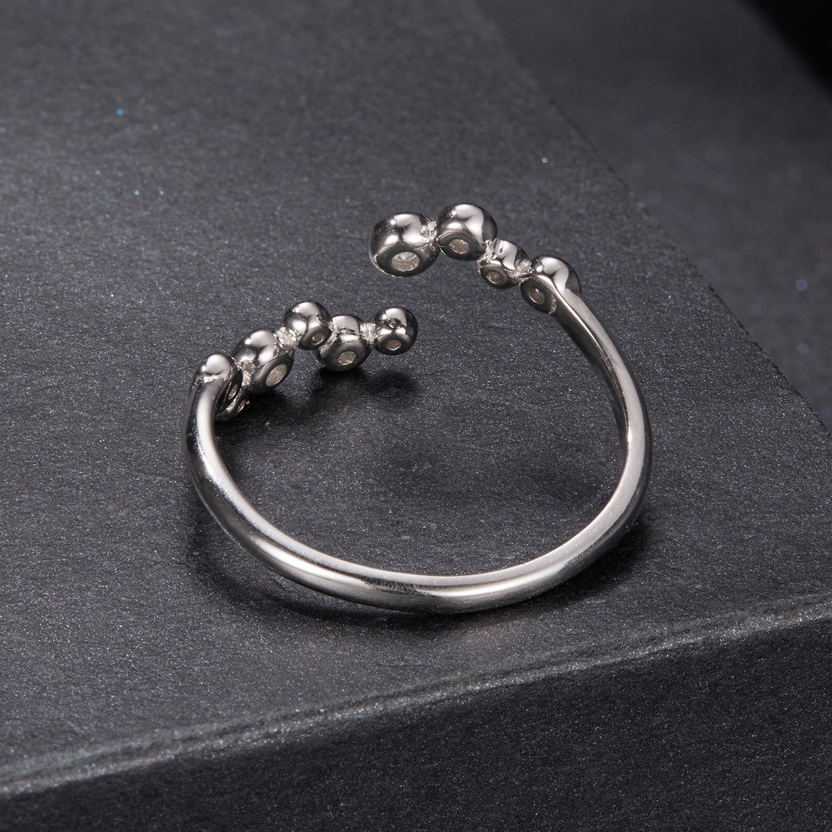 925 sterling silver 0.06ct moissanite ring for women size E with beaded open-band by Bids.com on Tampa Home & Garden Store