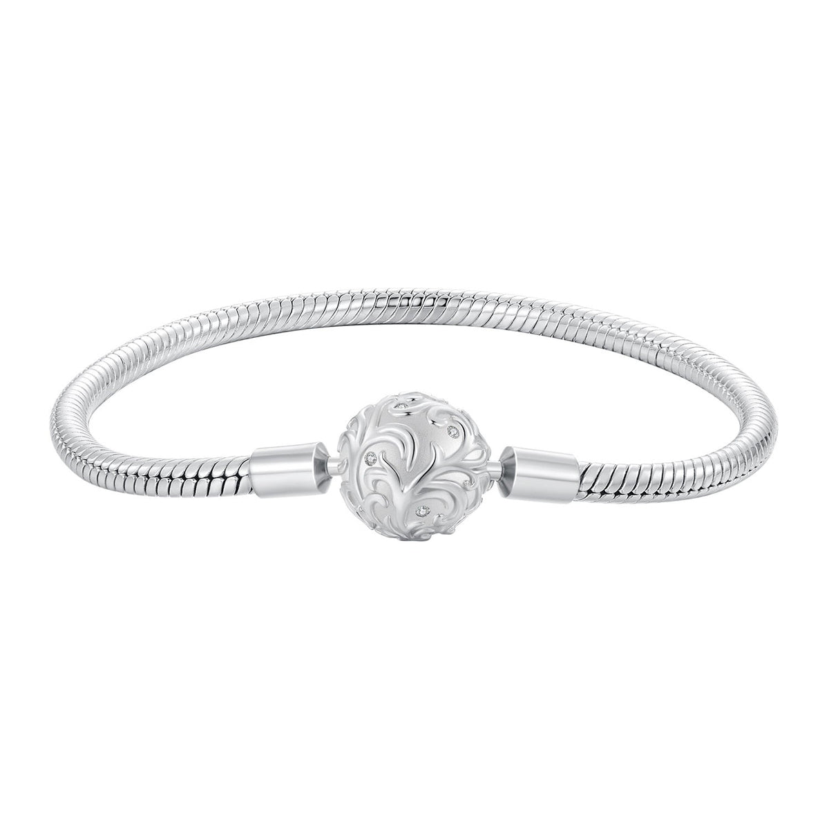 Bracelet 925 Sterling Silver White Gold Plated 17cm CZ Pavé bead by Bids.com on Tampa Home & Garden Store