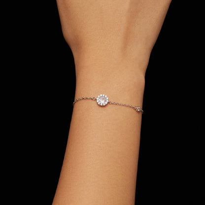 Bracelet 925 Sterling Silver Moissanite 0.5ct with pave halo centerpiece, Bids.com on Tampa Home & Garden Store