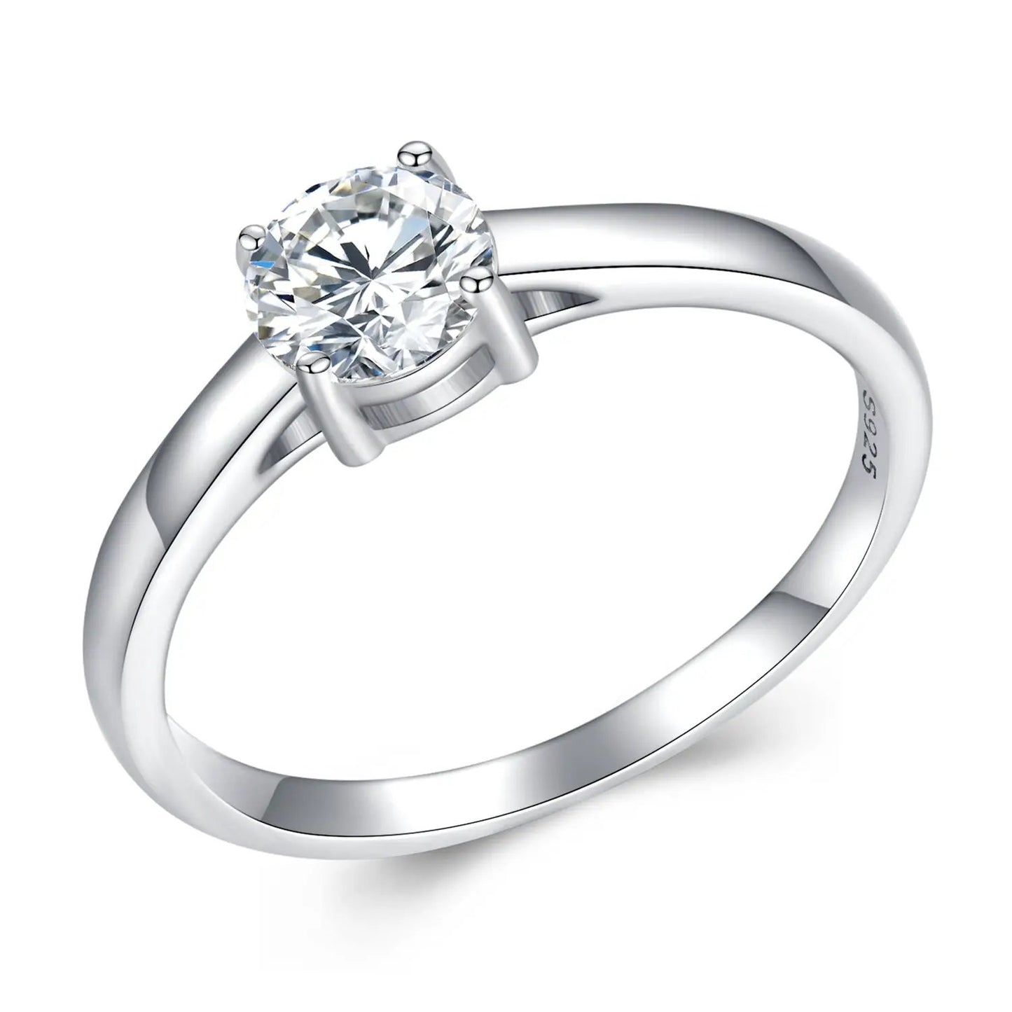 925 sterling silver moissanite ring with a round 0.6 ct stone in a four-prong setting size 6 on Tampa Home & Garden Store