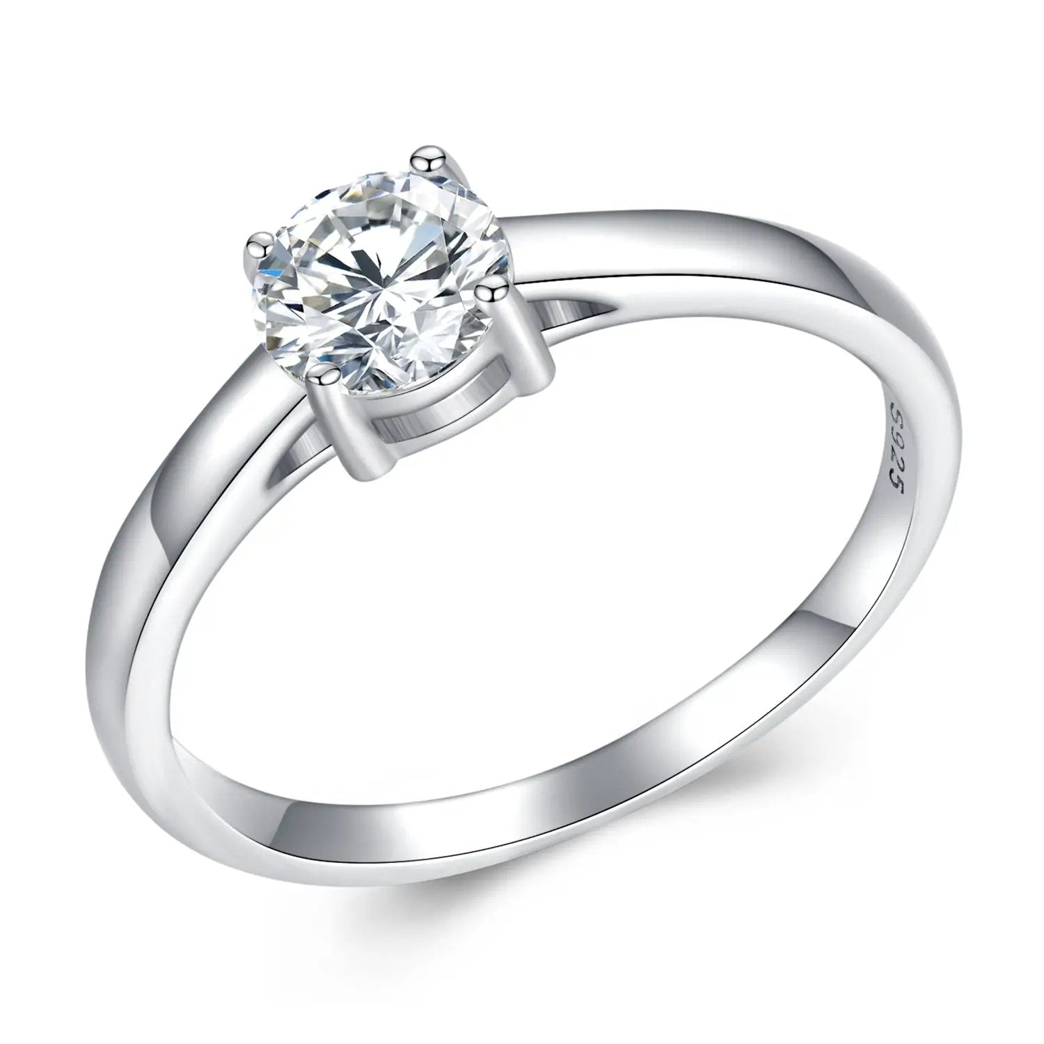 925 sterling silver moissanite ring with a round 0.6 ct stone in a four-prong setting size 6 on Tampa Home & Garden Store