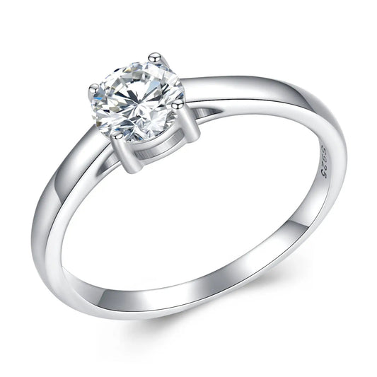 925 sterling silver moissanite ring with a round 0.6 ct stone in a four-prong setting size 6 on Tampa Home & Garden Store