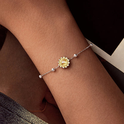 Bracelet 925 sterling silver white gold plated with gold-tone sunburst glass charm by Bids.com on Tampa Home & Garden Store