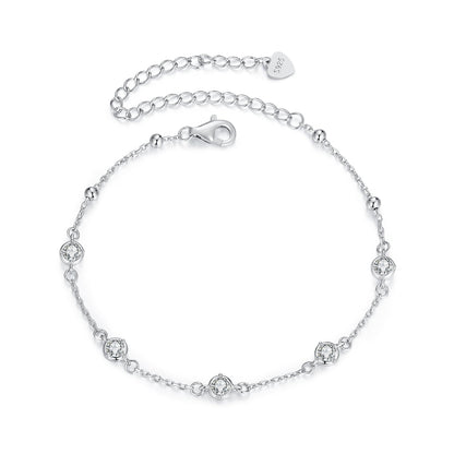 Bracelet 925 sterling silver moissanite, 3mm stones on delicate linked chain with lobster clasp on Tampa Home & Garden Store