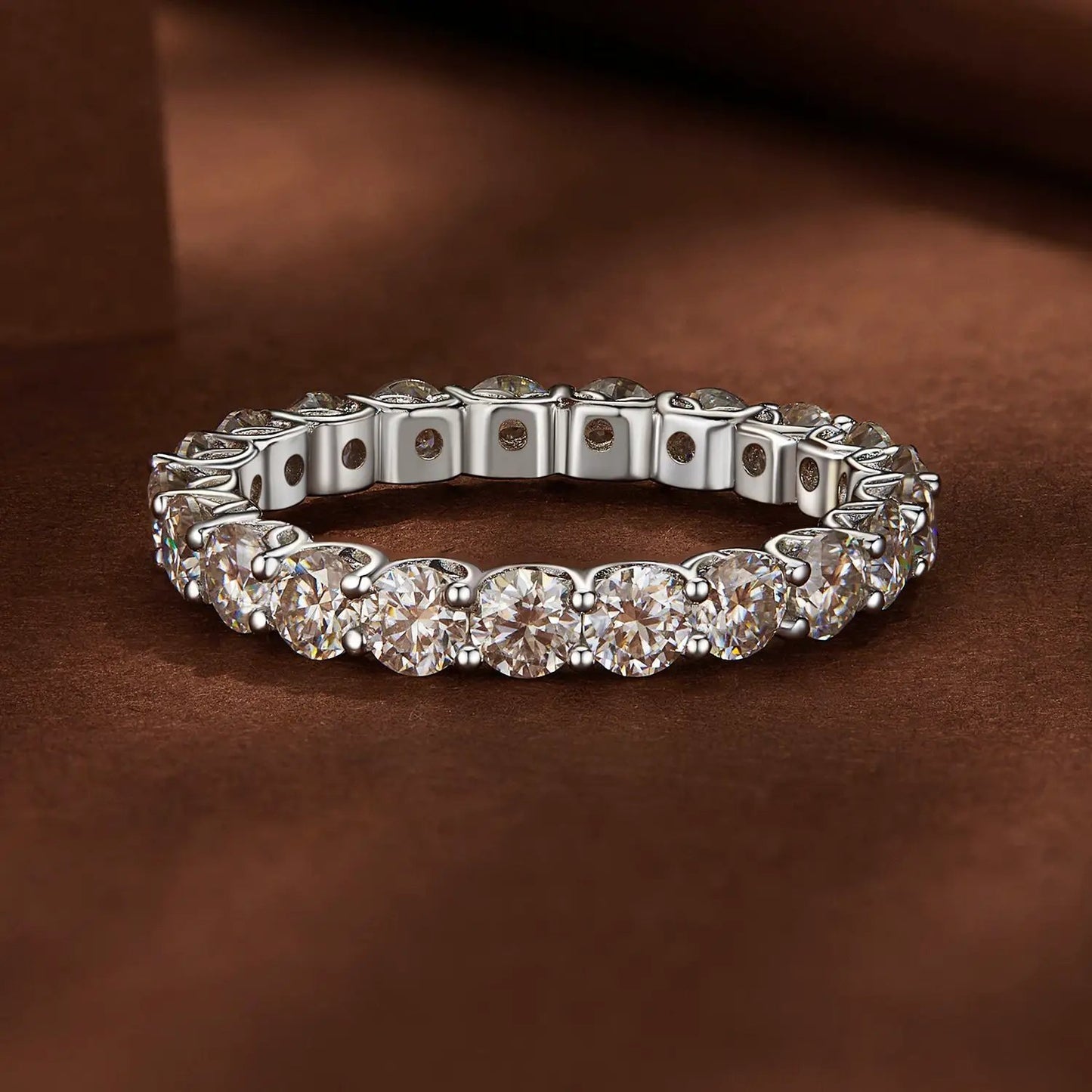 Sterling silver moissanite ring for women, 3mm stones, size 6, by Bids.com on Tampa Home & Garden Store