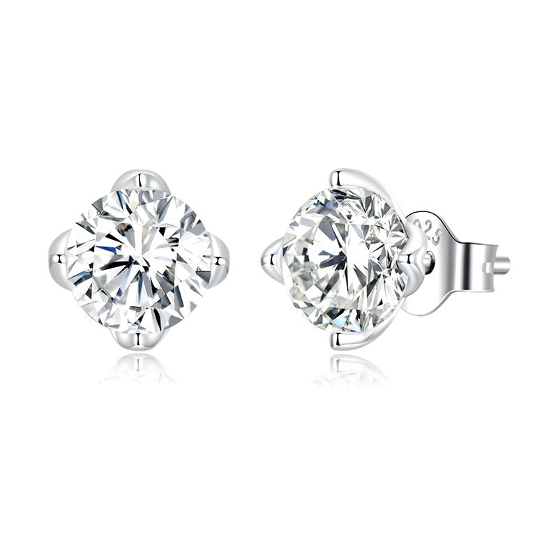 Sterling silver moissanite stud earrings pair, 0.50ct cushion-cut, for women by Bids.com on Tampa Home & Garden Store
