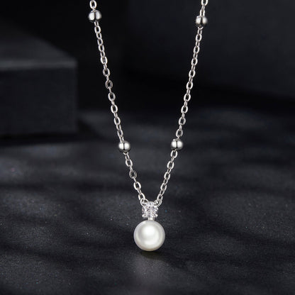 Necklace 925 Silver moissanite freshwater pearl pendant on beaded chain 40+5cm by Bids.com on Tampa Home & Garden Store