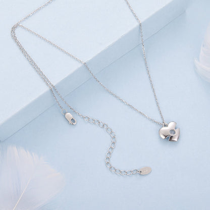 925 Sterling silver white gold plated CZ necklace with flower pendant 40cm+5cm on Tampa Home & Garden Store