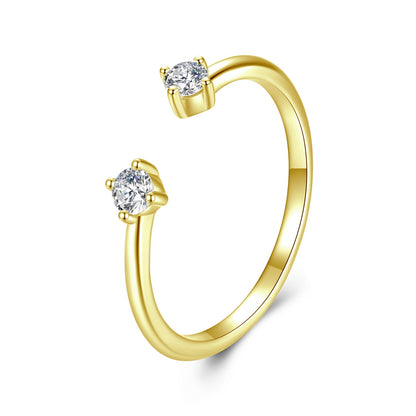 Gold-tone moissanite ring by Bids.com with solitaire, open-ended setting, women's size E on Tampa Home & Garden Store