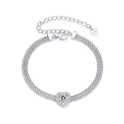Bracelet 925 sterling silver with moissanite centerpiece and CZ halo, mesh chain on Tampa Home & Garden Store