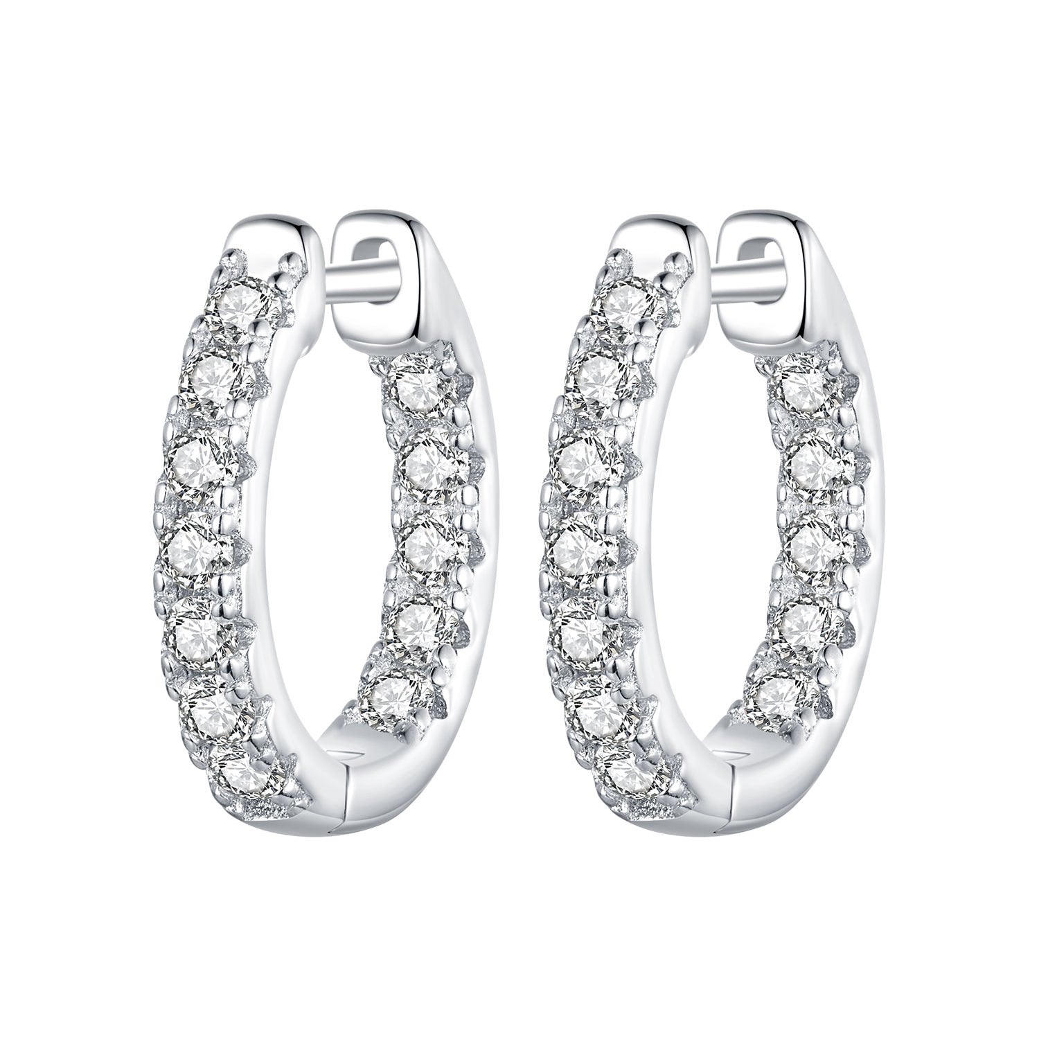 Hoop earrings in 925 sterling silver with 0.023ct moissanite, pair of 2, Bids.com on Tampa Home & Garden Store