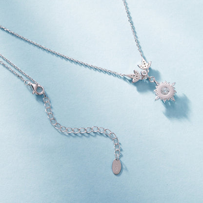 Sterling silver moissanite pendant necklace with pavé setting, butterfly accents, 40+5cm on Tampa Home & Garden Store