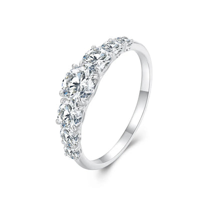 Sterling silver moissanite engagement ring with 5mm, 4mm, 3mm and 2.5mm stones on Tampa Home & Garden Store