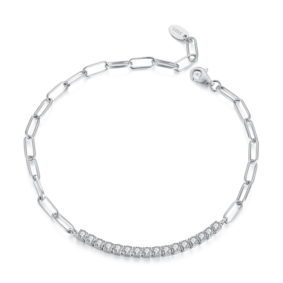 Bracelet 925 sterling silver moissanite with white gold tone, 21cm, Bids.com on Tampa Home & Garden Store