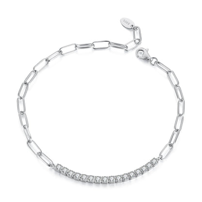 Bracelet 925 sterling silver moissanite with white gold tone, 21cm, Bids.com on Tampa Home & Garden Store
