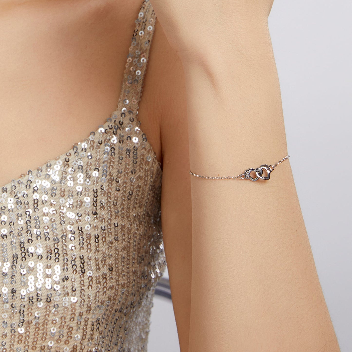 Bracelet 925 Silver White Gold Plated Chain with interlocking heart clasp by Bids.com on Tampa Home & Garden Store