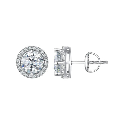 Pair of earrings 925 Sterling Silver Moissanite 1ct 10mm pave halo studs by Bids.com on Tampa Home & Garden Store
