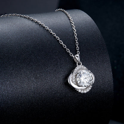 Moissanite Pendant Necklace 925 Sterling Silver, platinum plated, 39+5 cm chain by Bids.com on Tampa Home & Garden Store