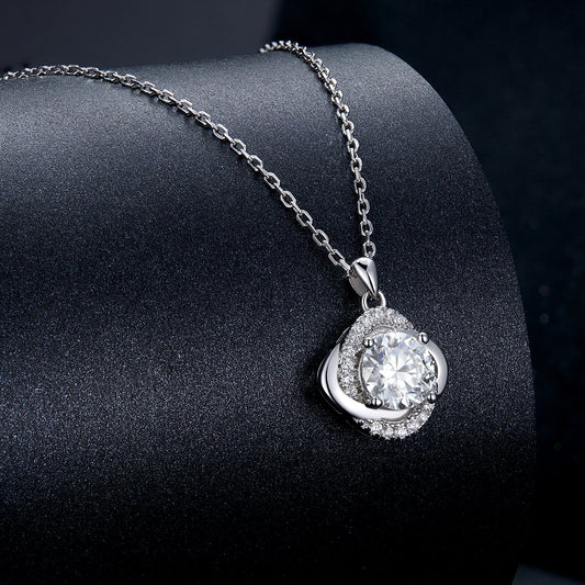 Moissanite Pendant Necklace 925 Sterling Silver, platinum plated, 39+5 cm chain by Bids.com on Tampa Home & Garden Store