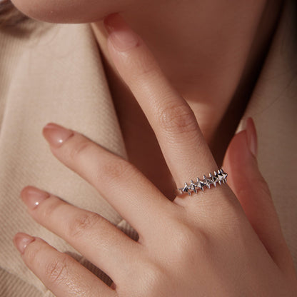 Ring, Bids.com, 925 sterling silver + white gold plating, star-link band for women on Tampa Home & Garden Store