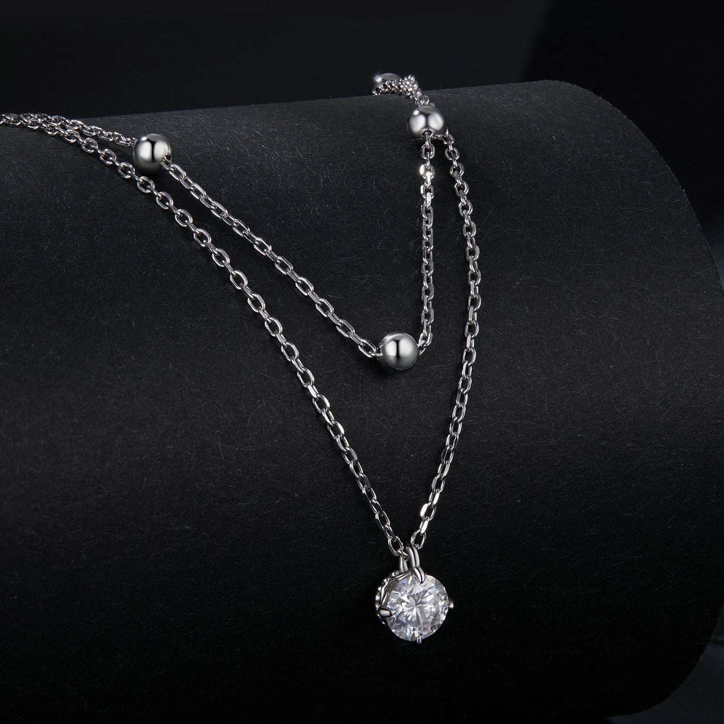 Moissanite Necklace 5.0mm, 925 plated platinum, round pendant, Bids.com on Tampa Home & Garden Store