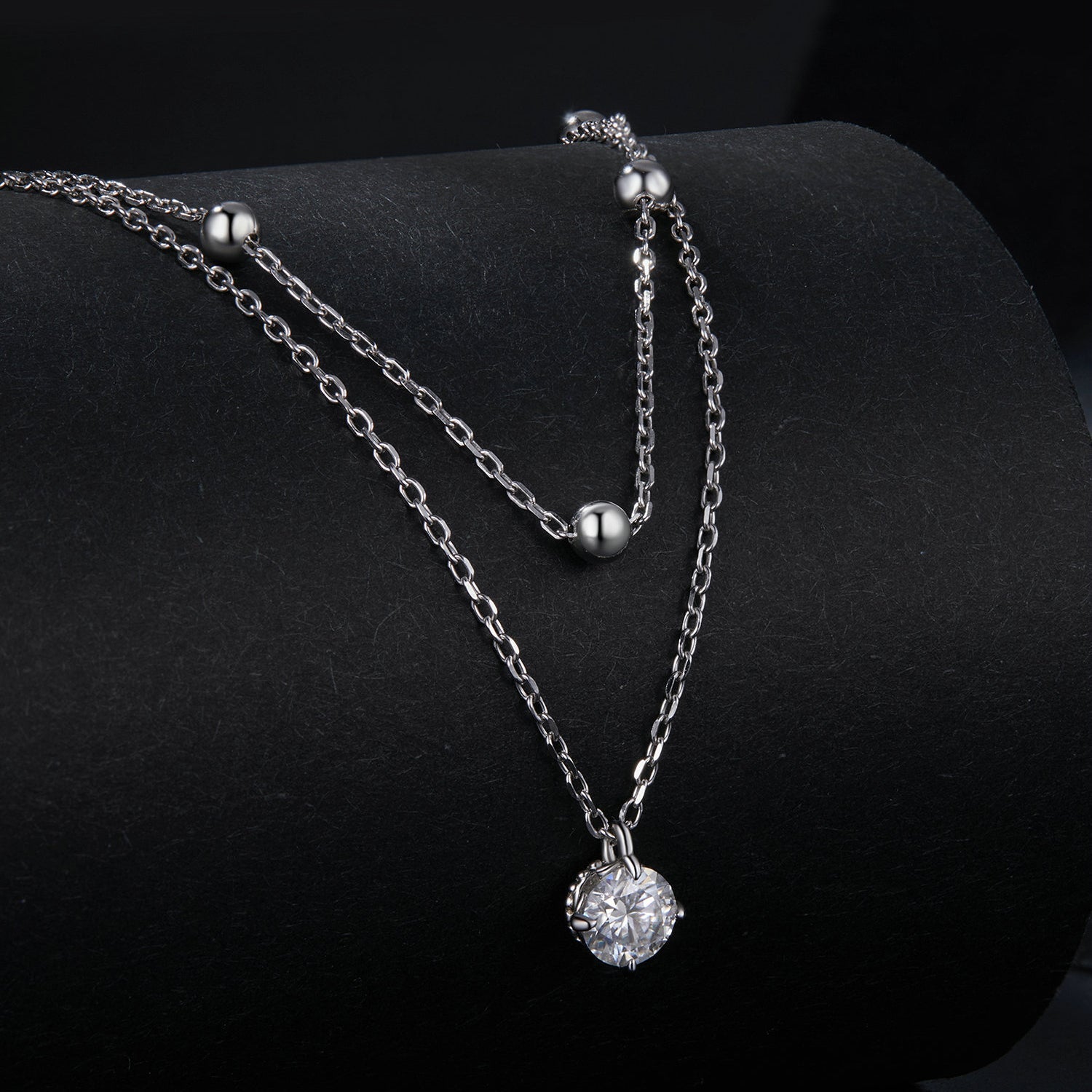 Moissanite Necklace 5.0mm, 925 plated platinum, round pendant, Bids.com on Tampa Home & Garden Store
