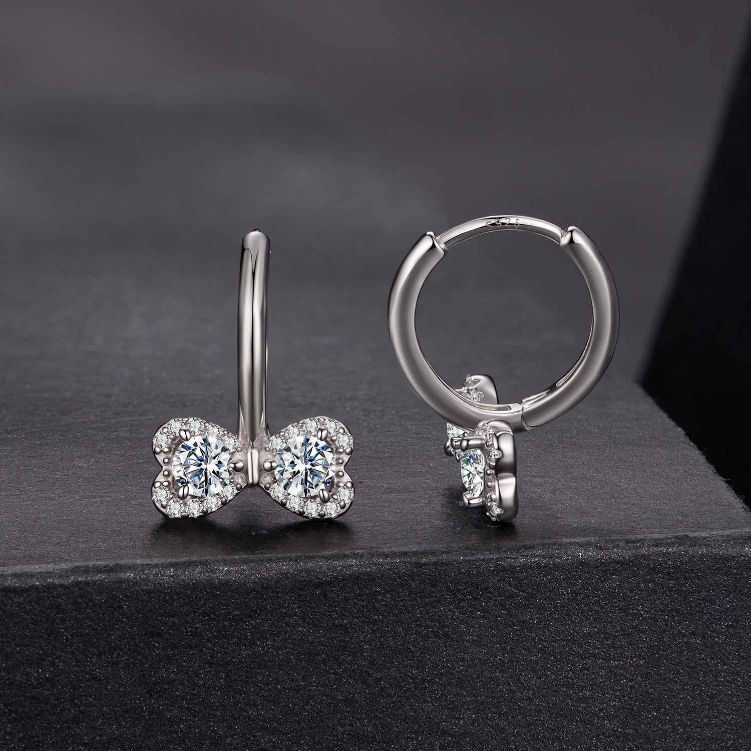 Pair of butterfly moissanite earrings in 925 silver, 0.20ct, plated white gold by Bids.com on Tampa Home & Garden Store