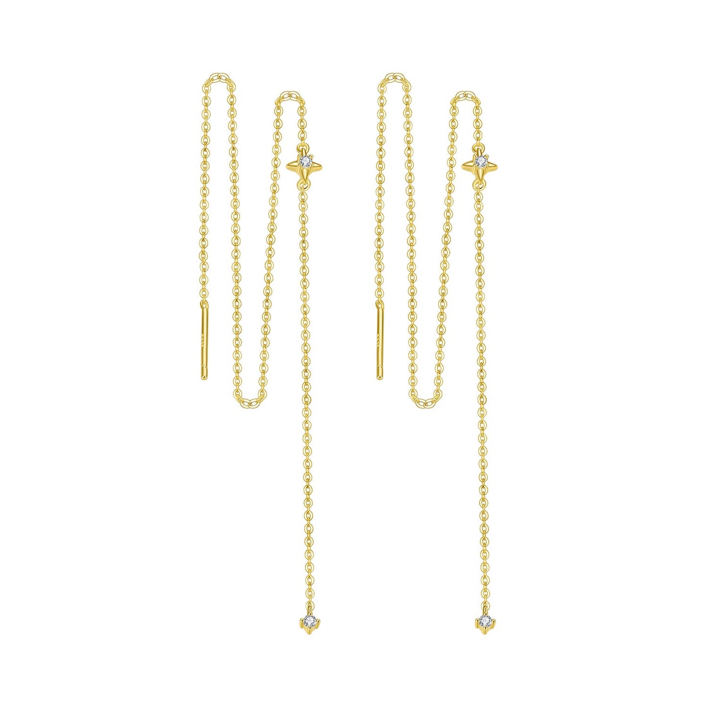Earrings 925 Sterling Silver Plated White Gold Moissanite, gold-tone chain drop 7cm, Bids.com on Tampa Home & Garden Store
