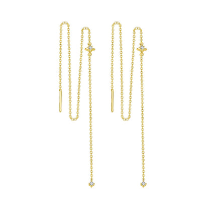 Earrings 925 Sterling Silver Plated White Gold Moissanite, gold-tone chain drop 7cm, Bids.com on Tampa Home & Garden Store