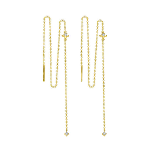 Earrings 925 Sterling Silver Plated White Gold Moissanite, gold-tone chain drop 7cm, Bids.com on Tampa Home & Garden Store