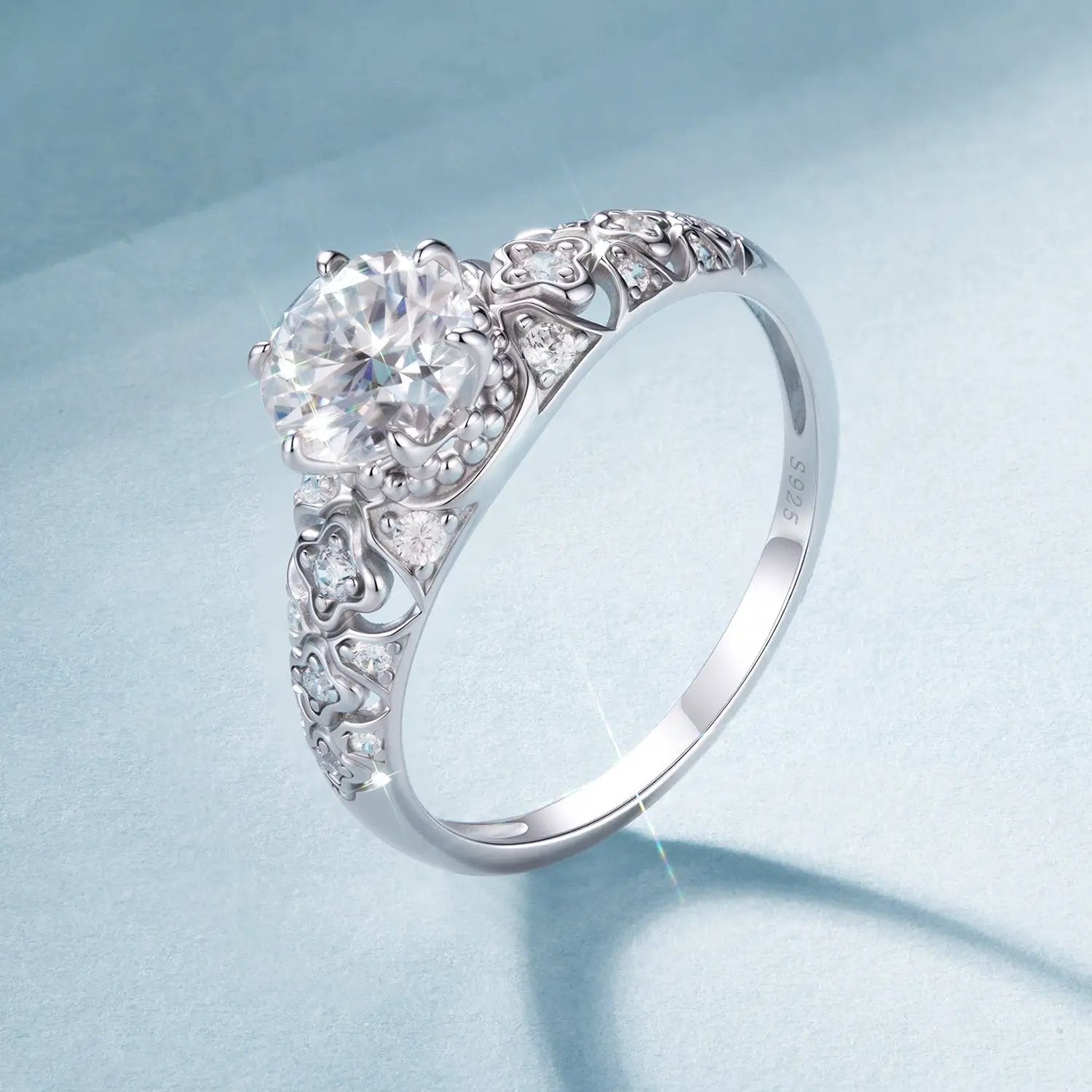 925 Sterling Silver Moissanite Ring 0.65ct, size 6 for women on Tampa Home & Garden Store