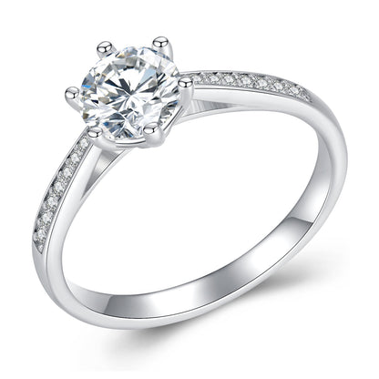 925 Sterling Silver Moissanite & CZ Ring, size 6 for Women, with pavé band by Bids.com on Tampa Home & Garden Store