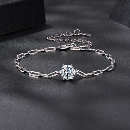 Bracelet 925 sterling silver plated moissanite with a brilliant round center stone, 15+6cm on Tampa Home & Garden Store